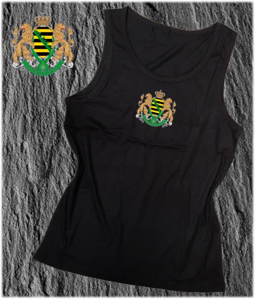 Herren Sommershirt, ärmellos, Muskelshirt mit königlichem Sachsenwappen, lieferbar in S - XXL, grau und schwarz
